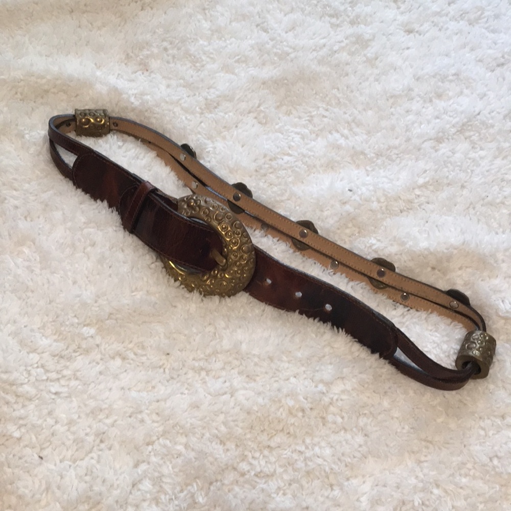 {Anthro} Leather and Brass Belt